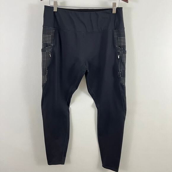 Athleta Black Radiant Grid High Traverse Leggings Pockets Women's Size XL - Picture 2 of 9